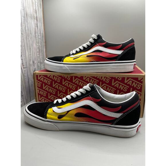Vans Old Skool Fire Red Yellow Flame Men’s Sneakers 10 - Picture 11 of 13